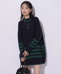 新品 マイストラーダ Mystrada ラガー ニット ミニワンピ 紺 ネイビー 新品 マイストラーダ Mystrada ラガー ニット ミニワンピ 紺