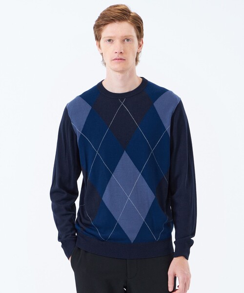 MACKINTOSH PHILOSOPHY（ﾏｯｷﾝﾄｯｼｭ ﾌｨﾛｿﾌｨｰ）の「ビッグアーガイル クルーネックプルオーバーニット（ニット/セーター・メンズ・ブルー系その他7/ブラウン系その他6・38/40）」の2枚目の写真