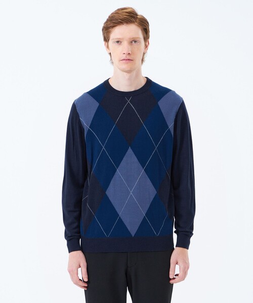 MACKINTOSH PHILOSOPHY（ﾏｯｷﾝﾄｯｼｭ ﾌｨﾛｿﾌｨｰ）の「ビッグアーガイル クルーネックプルオーバーニット（ニット/セーター・メンズ・ブルー系その他7/ブラウン系その他6・38/40）」の5枚目の写真