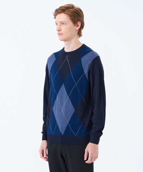 MACKINTOSH PHILOSOPHY（ﾏｯｷﾝﾄｯｼｭ ﾌｨﾛｿﾌｨｰ）の「ビッグアーガイル クルーネックプルオーバーニット（ニット/セーター・メンズ・ブルー系その他7/ブラウン系その他6・38/40）」の6枚目の写真