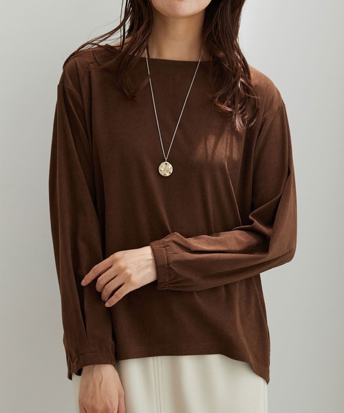 BELLUNA PLUS(ベルーナ)の「ふんわりコーデュロイ素材プルオーバー(Tシャツ/カットソー・レディース・チャコール/アイボリー/ブラウン・MEDIUM/X-LARGE/LARGE)」の9枚目の写真