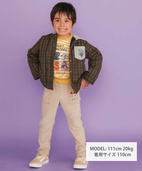 SLAP SLIP（スラップスリップ）の「【リバーシブル】ツンツン恐竜トサカフード付きチェックボアジャケット(80~130cm)（ブルゾン・キッズ・グリーン系その他/ベージュ系その他・110cm/130cm/90cm/80ｃｍ/100cm/120cm）」の13枚目の写真