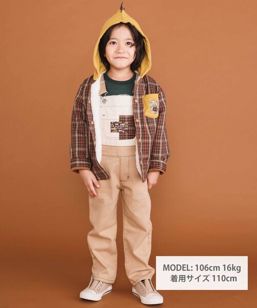 SLAP SLIP（スラップスリップ）の「【リバーシブル】ツンツン恐竜トサカフード付きチェックボアジャケット(80~130cm)（ブルゾン・キッズ・グリーン系その他/ベージュ系その他・110cm/130cm/90cm/80ｃｍ/100cm/120cm）」の16枚目の写真