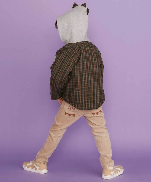 SLAP SLIP（スラップスリップ）の「【リバーシブル】ツンツン恐竜トサカフード付きチェックボアジャケット(80~130cm)（ブルゾン・キッズ・グリーン系その他/ベージュ系その他・110cm/130cm/90cm/80ｃｍ/100cm/120cm）」の18枚目の写真