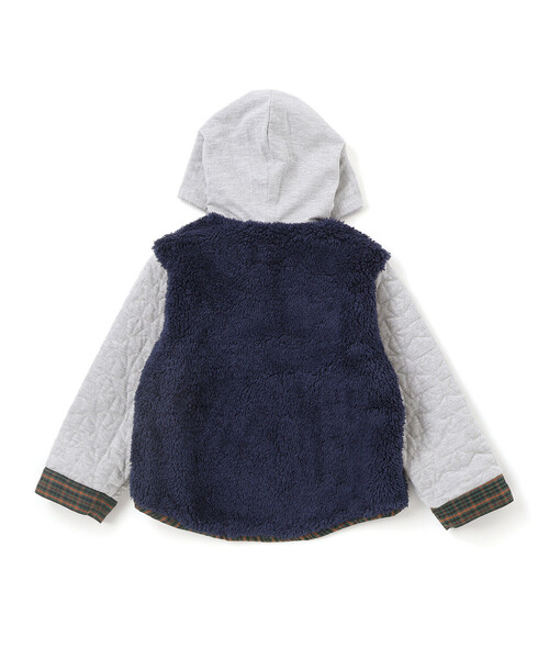 SLAP SLIP（スラップスリップ）の「【リバーシブル】ツンツン恐竜トサカフード付きチェックボアジャケット(80~130cm)（ブルゾン・キッズ・グリーン系その他/ベージュ系その他・110cm/130cm/90cm/80ｃｍ/100cm/120cm）」の9枚目の写真