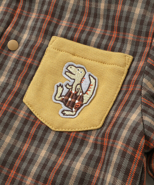 SLAP SLIP（スラップスリップ）の「【リバーシブル】ツンツン恐竜トサカフード付きチェックボアジャケット(80~130cm)（ブルゾン・キッズ・グリーン系その他/ベージュ系その他・110cm/130cm/90cm/80ｃｍ/100cm/120cm）」の11枚目の写真