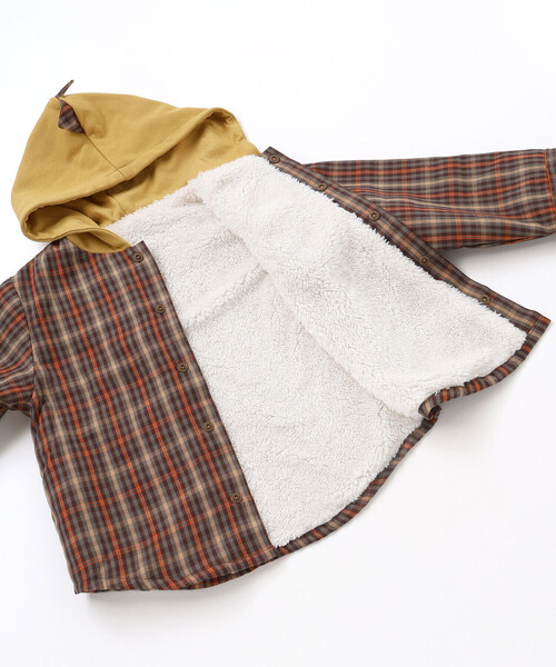 SLAP SLIP（スラップスリップ）の「【リバーシブル】ツンツン恐竜トサカフード付きチェックボアジャケット(80~130cm)（ブルゾン・キッズ・グリーン系その他/ベージュ系その他・110cm/130cm/90cm/80ｃｍ/100cm/120cm）」の19枚目の写真