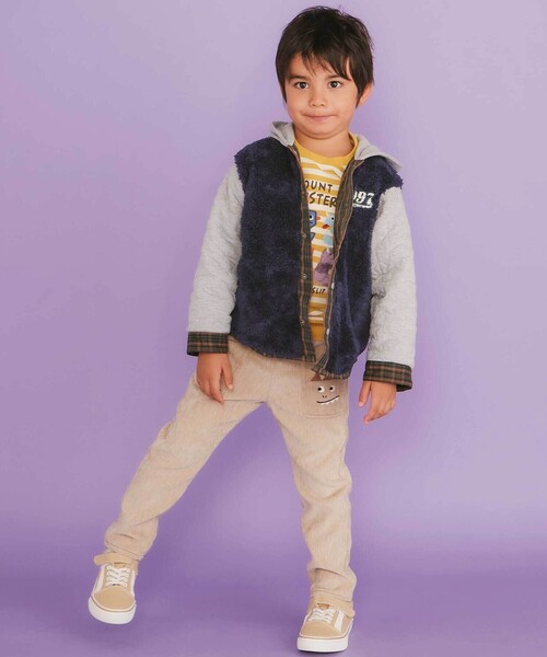 SLAP SLIP（スラップスリップ）の「【リバーシブル】ツンツン恐竜トサカフード付きチェックボアジャケット(80~130cm)（ブルゾン・キッズ・グリーン系その他/ベージュ系その他・110cm/130cm/90cm/80ｃｍ/100cm/120cm）」の7枚目の写真