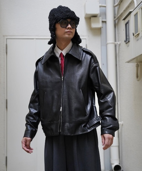 ANTHEM A】 LAMB LEATHER MILITARY BLOUSON（ライダースジャケット