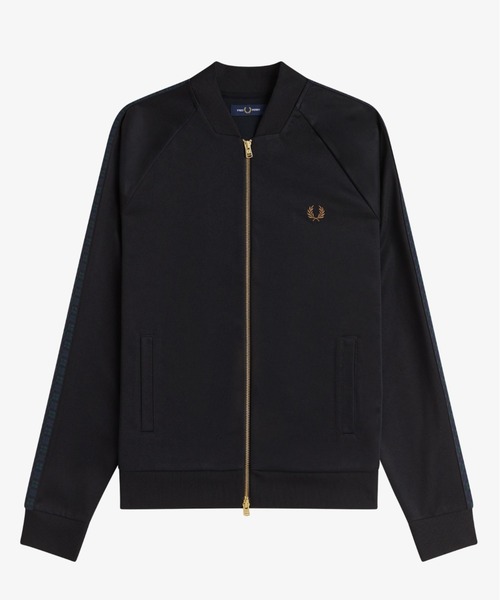 FRED PERRY/フレッドペリータータンチェック Track Jacket黒 フレッドペリー FRED PERRY CONTRAST TAPE TRACK JACKET BLACK/WHISKY