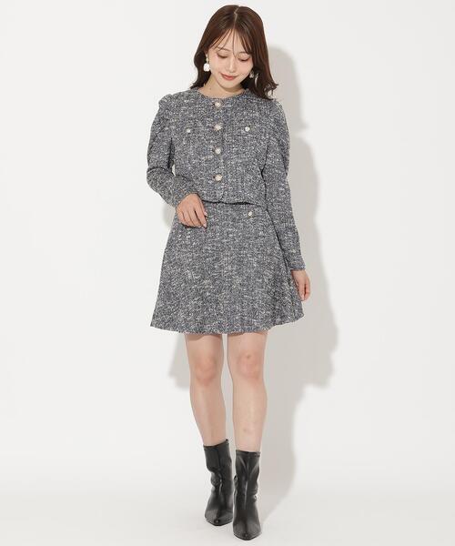 AND COUTURE(アンドクチュール)の「カットツイードノーカラージャケット(ノーカラージャケット・レディース・ライトグレー/ネイビー・FREE)」の17枚目の写真