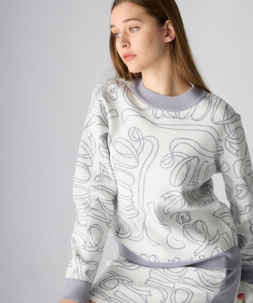 セール】【marie claire:マリ.クレール】レディースリボンロゴクルー