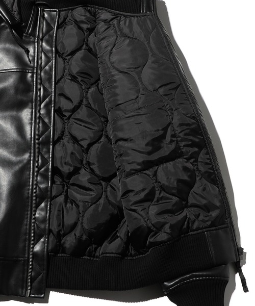 Valley Apparel(バレーアパレル)の「フェイクレザー フーデッドリブジャケット/フライトジャケット(ミリタリージャケット・メンズ・ブラック/ブラウン・MEDIUM/LARGE/X-LARGE/SMALL)」の9枚目の写真