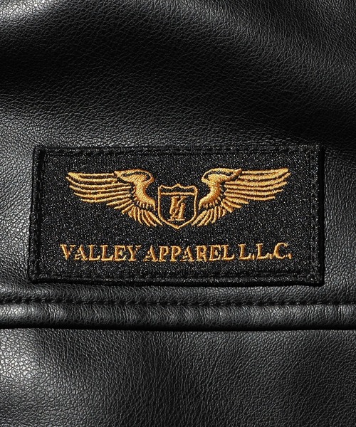 Valley Apparel(バレーアパレル)の「フェイクレザー フーデッドリブジャケット/フライトジャケット(ミリタリージャケット・メンズ・ブラック/ブラウン・MEDIUM/LARGE/X-LARGE/SMALL)」の11枚目の写真