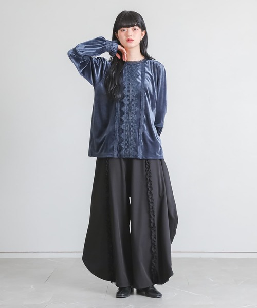 somari imagination（ソマリ イマジネーション）の「『レースベロアブラウス』（シャツ/ブラウス・レディース・チャコール/ブルー・2/1）」の6枚目の写真