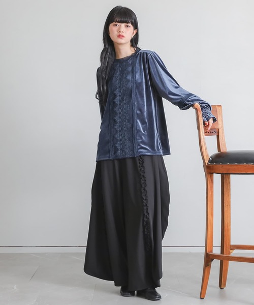 somari imagination（ソマリ イマジネーション）の「『レースベロアブラウス』（シャツ/ブラウス・レディース・チャコール/ブルー・2/1）」の9枚目の写真