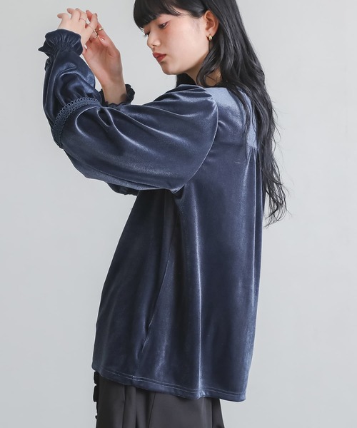 somari imagination（ソマリ イマジネーション）の「『レースベロアブラウス』（シャツ/ブラウス・レディース・チャコール/ブルー・2/1）」の5枚目の写真