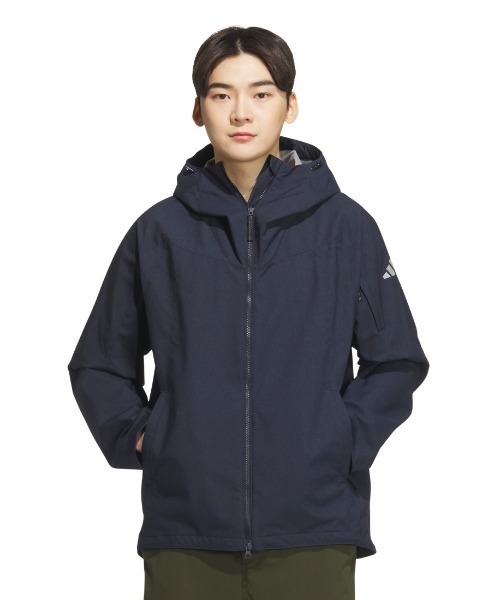 adidas（アディダス）の「アディダス adidas シティエスケープ ルーズフィット デニム 2レイヤー ウーブン パーカー ジャケット（マウンテンパーカー・メンズ・ブラック/ネイビー・S/M/3L/L/LL）」の2枚目の写真