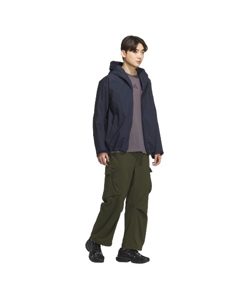 adidas（アディダス）の「アディダス adidas シティエスケープ ルーズフィット デニム 2レイヤー ウーブン パーカー ジャケット（マウンテンパーカー・メンズ・ブラック/ネイビー・S/M/3L/L/LL）」の7枚目の写真