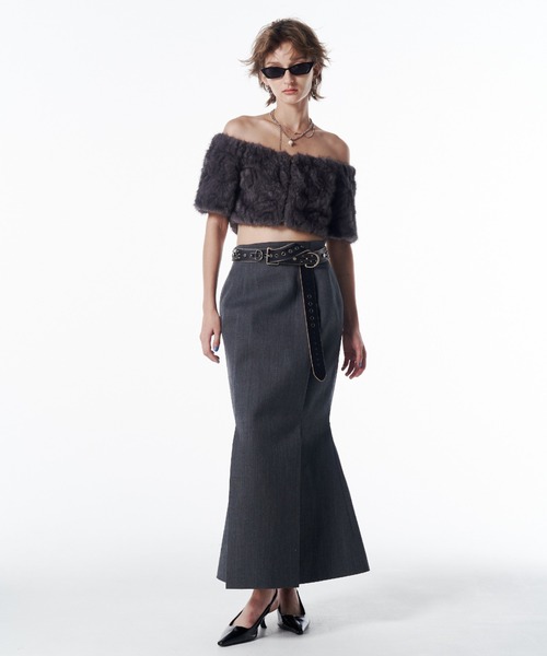 JOSE MOON(ジョゼムーン)の「TACK WOOL SKIRT/タックウールスカート(スカート・レディース・グレー/ブラック・36/38)」の7枚目の写真