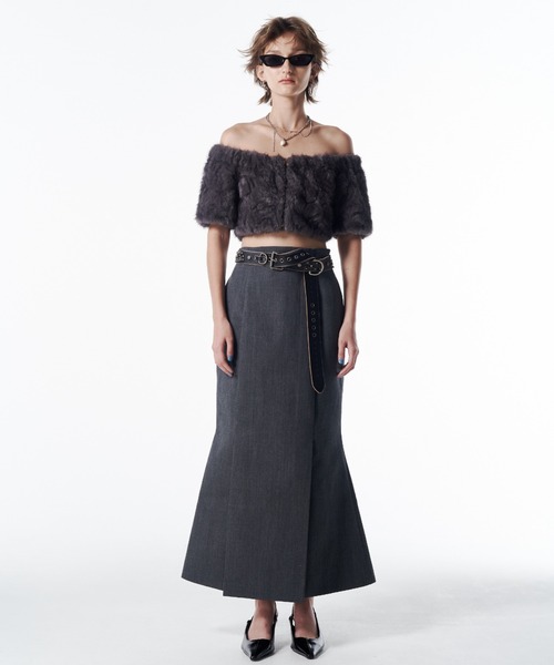 JOSE MOON ジョゼムーン　今期　デニムスカート　ブラック　38 JOSE MOON（ジョゼムーン）の「TACK WOOL SKIRT/タックウールスカート