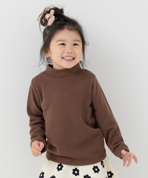 chil2(チルツー)の「裏シャギー 裏起毛 テレコ ハイネックTシャツ(Tシャツ/カットソー・キッズ・グレー/クリーム/ブラック/ブラウン・80cm/90cm/100cm/110cm/120cm/130cm/140cm/150cm)」の1枚目の写真