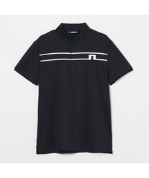 【J.LINDEBERG/GOLF】ストライプブリッジプリント半袖ポロシャツ