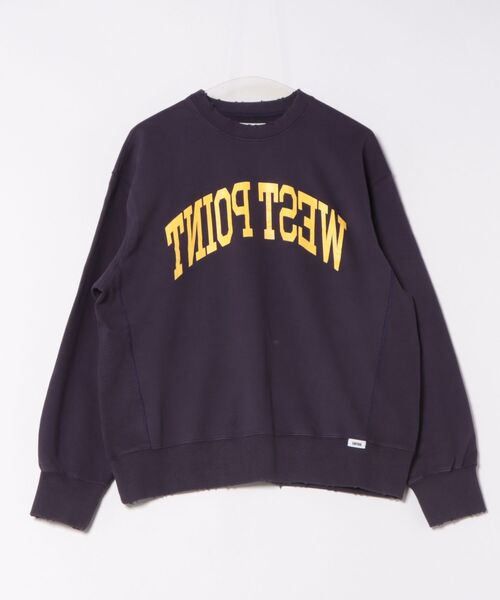 UNFRM OUTDOOR STANDARD(ユニフォームアウトドアスタンダード)の「【UNFRM OUTDOOR STANDARD:ユニフォームアウトドアスタンダード】HEAVY WEIGHT BOX CUT DAMAGE CREWNECK/ヘビーウェイトクルーネックスウェットトレーナー(スウェット・メンズ・パープル・MEDIUM/SMALL)」の2枚目の写真