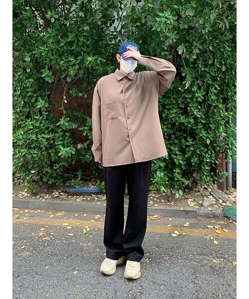 MUSINSA STANDARD（ムシンサスタンダード）の「リラックスフィットシルキーシャツ [ダークブラウン]（シャツ/ブラウス・メンズ・その他・SMALL/MEDIUM/LARGE/X-LARGE/XX-LARGE）」の12枚目の写真