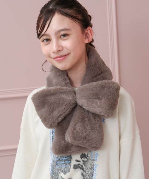 GLOBAL WORK（グローバルワーク）の「洗えるリボンティペット/603719（ネックウォーマー/スヌード・キッズ・オフホワイト/モカ・FREE）」の17枚目の写真