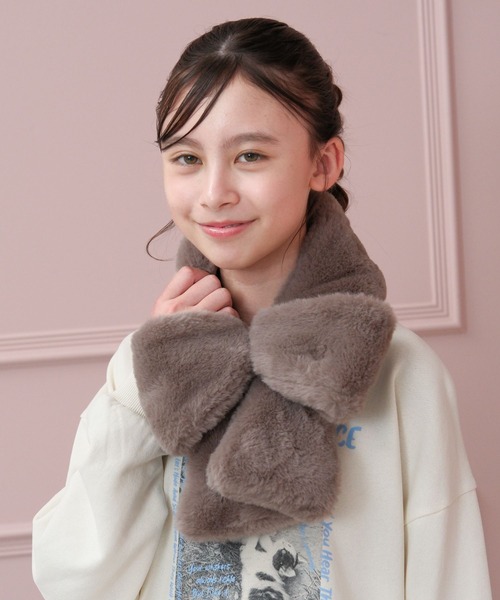 GLOBAL WORK（グローバルワーク）の「洗えるリボンティペット/603719（ネックウォーマー/スヌード・キッズ・オフホワイト/モカ・FREE）」の18枚目の写真