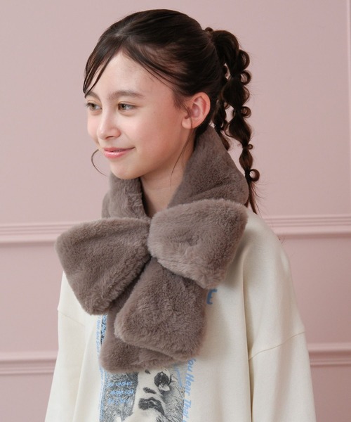 GLOBAL WORK（グローバルワーク）の「洗えるリボンティペット/603719（ネックウォーマー/スヌード・キッズ・オフホワイト/モカ・FREE）」の19枚目の写真