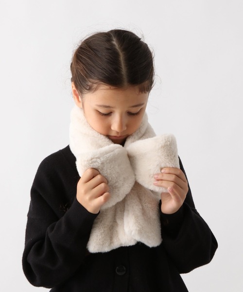 GLOBAL WORK（グローバルワーク）の「洗えるリボンティペット/603719（ネックウォーマー/スヌード・キッズ・オフホワイト/モカ・FREE）」の11枚目の写真