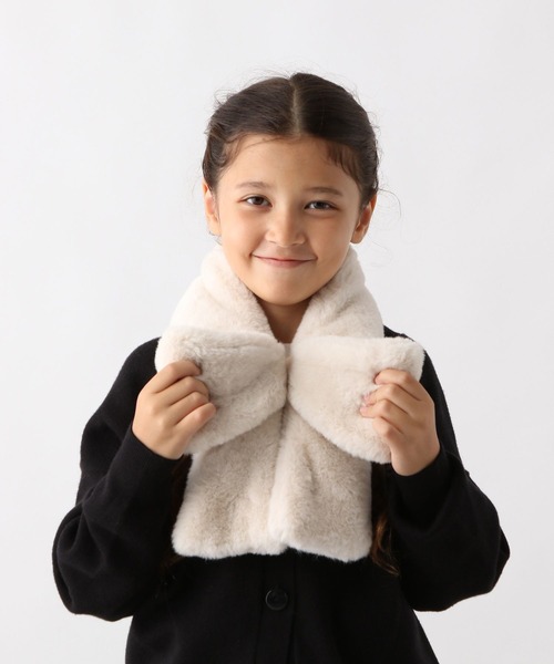 GLOBAL WORK（グローバルワーク）の「洗えるリボンティペット/603719（ネックウォーマー/スヌード・キッズ・オフホワイト/モカ・FREE）」の12枚目の写真