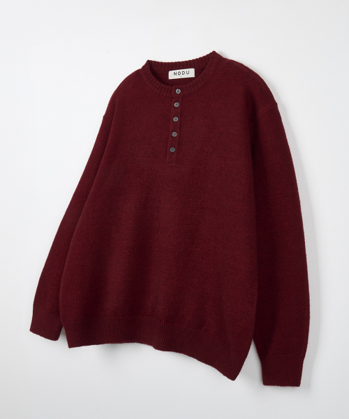 NODU（ノードユー）の「デイリープレインヘンリーネックニット[バーガンディ]（ニット/セーター・メンズ・その他・MEDIUM/LARGE）」の5枚目の写真