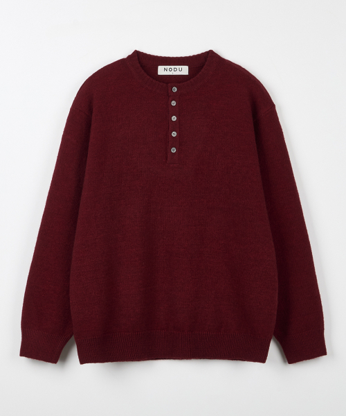 NODU（ノードユー）の「デイリープレインヘンリーネックニット[バーガンディ]（ニット/セーター・メンズ・その他・MEDIUM/LARGE）」の6枚目の写真