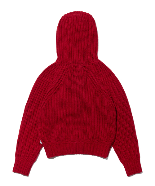 ROPE HOOD ZIP-UP KNIT RED（パーカー）｜YOUHEE（ユヒ）の