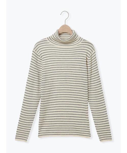 Samansa Mos2(サマンサ モスモス)の「【マシンウォッシャブル】リブタートルネックニット(ニット/セーター・レディース・オフホワイト/チャコールグレー/グレー/キナリ・F)」の2枚目の写真
