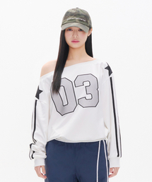 OFFSHOULDER JERSEY SWEATSHIRTS WHITE