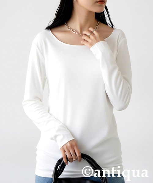 antiqua(アンティカ)の「ヒートロングTシャツ(Tシャツ/カットソー・レディース・ホワイト/ホワイト系その他/ブルー系その他/ダークグレー/ブラック系その他/ブラック/グレー系その他/ブルー系その他2・P/R)」の2枚目の写真