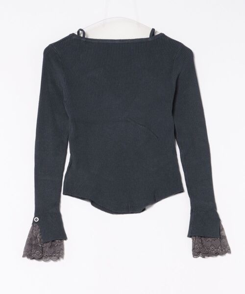 STAY MOTION（ステイモーション）の「【WEB限定】袖口レースニットトップス［韓国ファッション フェミンン］≪AW新作≫（ニット/セーター・レディース・ベージュ/アイボリー/チャコールグレー・F）」の7枚目の写真