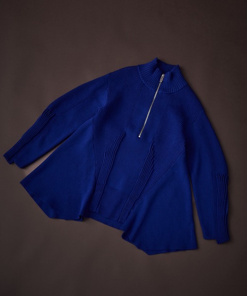 UN3D./アンスリード】PIN TUCK HALF ZIP TOP/ピンタックハーフジップ