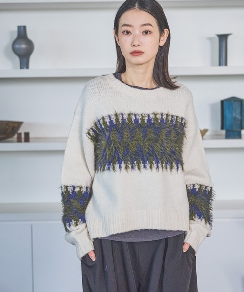 LAKOLE(ラコレ)の「ノルディック風柄ニットプルオーバー / 611793(ニット/セーター・レディース・アイボリー/ブラウン/チャコール・FREE)」の6枚目の写真