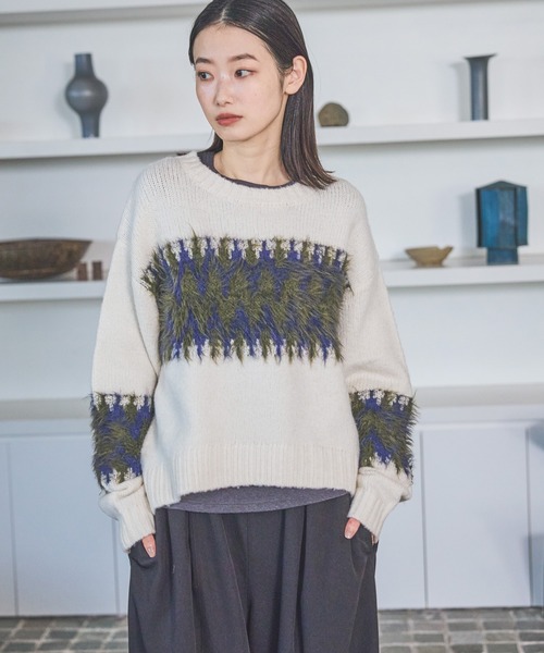 LAKOLE(ラコレ)の「ノルディック風柄ニットプルオーバー / 611793(ニット/セーター・レディース・アイボリー/ブラウン/チャコール・FREE)」の7枚目の写真