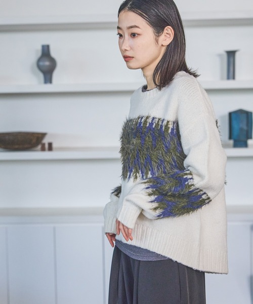 LAKOLE(ラコレ)の「ノルディック風柄ニットプルオーバー / 611793(ニット/セーター・レディース・アイボリー/ブラウン/チャコール・FREE)」の9枚目の写真