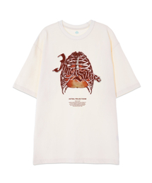 [オーバーサイズ]イナー スペース 13番手 綿 ラウンドネック 半袖Tシャツ_アイボリー
