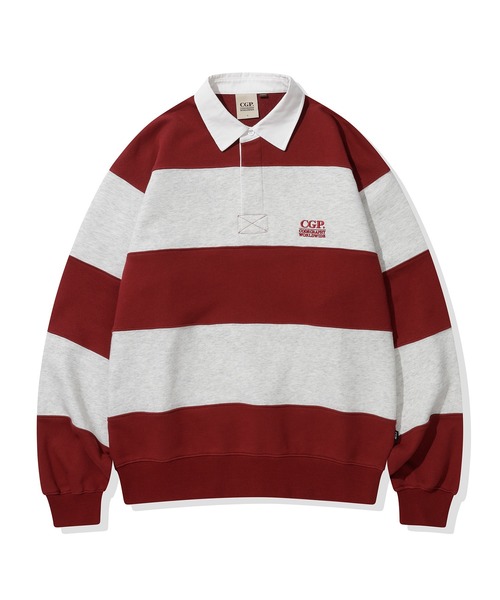codegraphy（コードグラフィー）の「Small Square Logo Stripe Rugby Man-to-Man CBEWUTL030（Tシャツ/カットソー・メンズ・バーガンディー/ブルー/オリーブ・SMALL/MEDIUM/LARGE）」の6枚目の写真