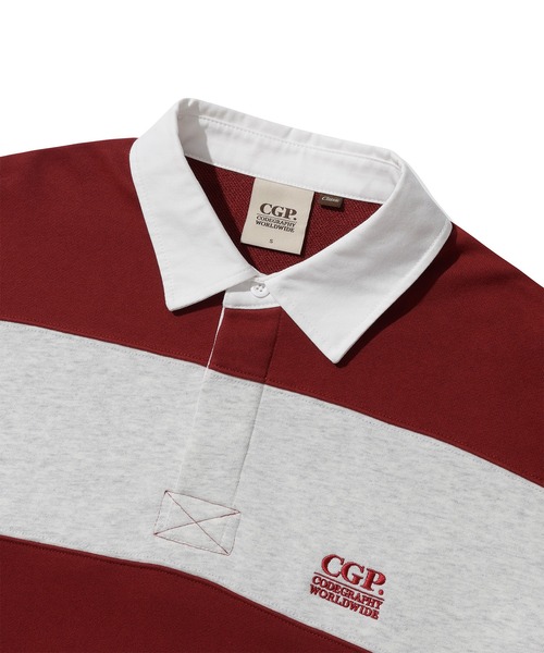 codegraphy（コードグラフィー）の「Small Square Logo Stripe Rugby Man-to-Man CBEWUTL030（Tシャツ/カットソー・メンズ・バーガンディー/ブルー/オリーブ・SMALL/MEDIUM/LARGE）」の7枚目の写真