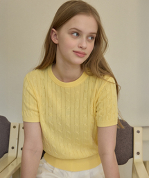 ウォッシャブル クロエ ハーフラウンドニット_LIGHT YELLOW(WC25-KN22)