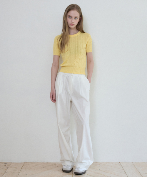 WEDNESDAYOASISFORWOMEN（ウェンズデー オアシス フォー ウーマン）の「ウォッシャブル クロエ ハーフラウンドニット_LIGHT YELLOW(WC25-KN22)（ニット/セーター・レディース・ライトイエロー・FREE）」の3枚目の写真